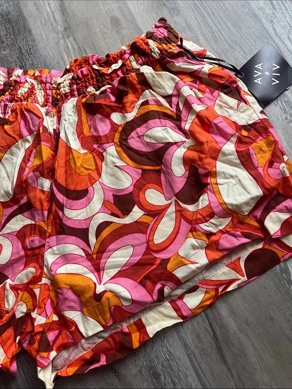 Ava & Viv Retro Floral Shorts in Pink, Orange & Cream
